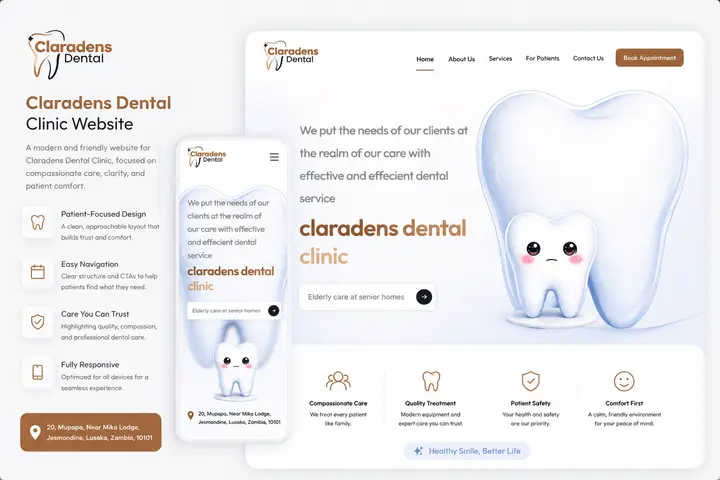 Claradens dental clinic webpage