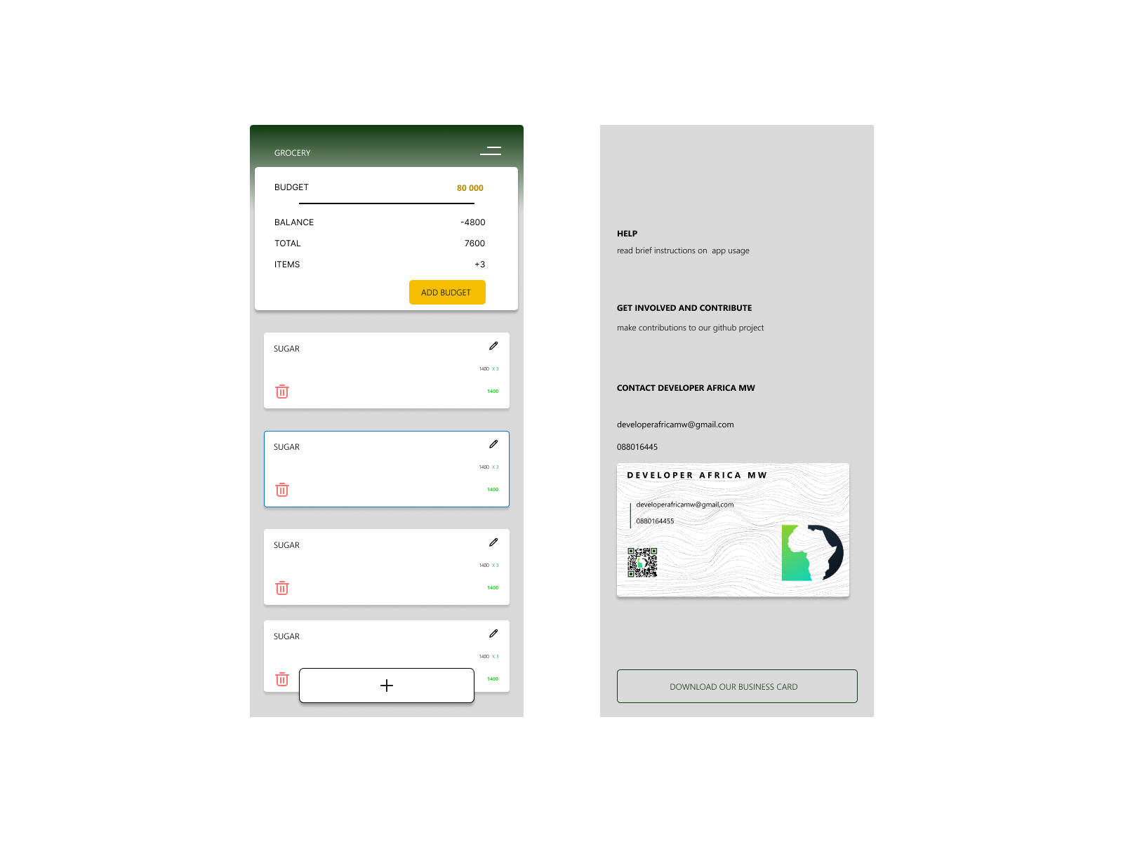 Groceries Budget app